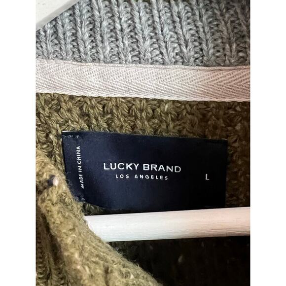 NWT Lucky Brand Nep 1/4 Mock Neck Rib Knit Sweater Olive Night Men's Size Large - Picture 10 of 14